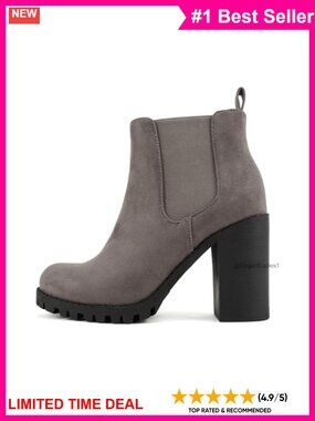 Ankle Boot Lug Sole Elastic Gore Chunky Heel Combat Bootie